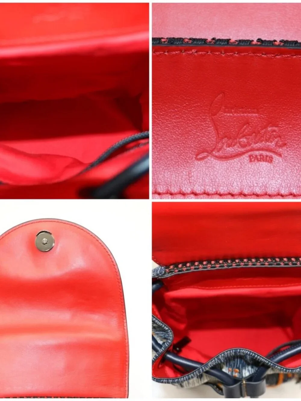 Christian Louboutin Explorafunk Small Denim Backpack - Orange/Navy